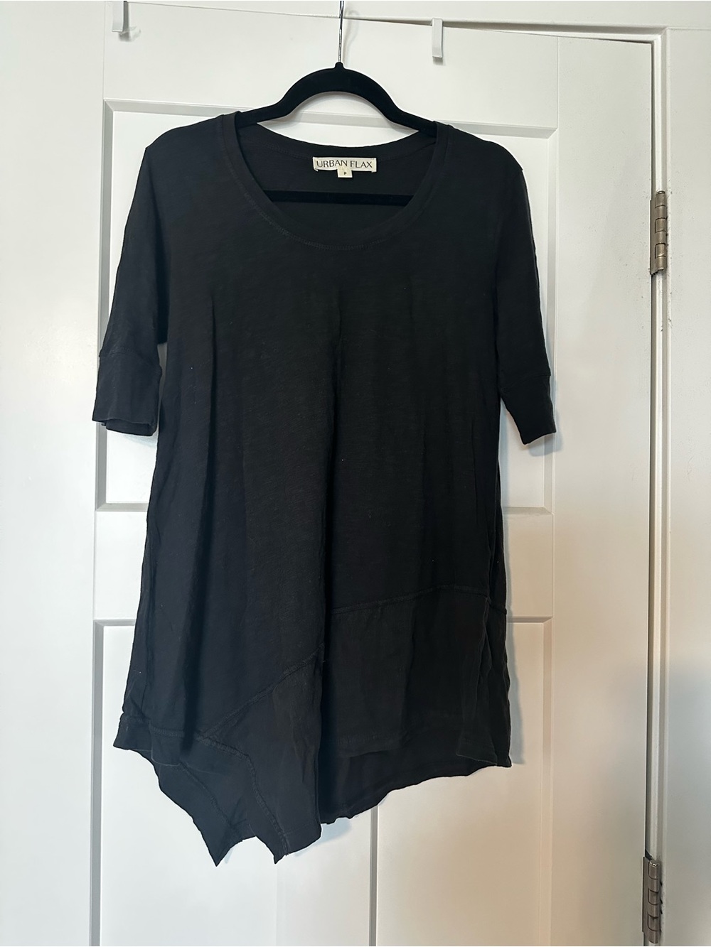 Flax Black Scoop Neck Asymmetric Tunic
